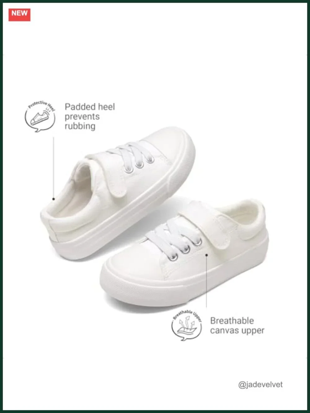 Kids Hook & Loop Canvas Sneakers - Breathable, Lightweight